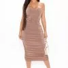Fashion Nova All Ruched And Ready Midi Dress - Taupe -Fashion Nova Dresses Shop 09 17 20Studio2 RM SD 11 57 16 12 FS21C043 Taupe 1338 RA