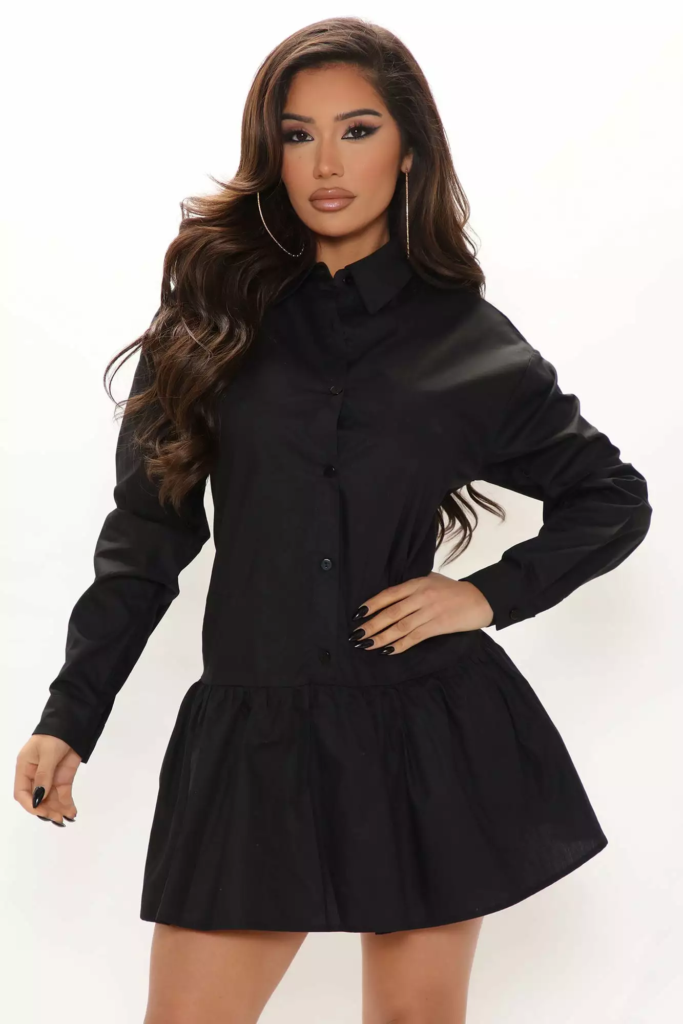 Fashion Nova Reagan Shirt Dress - Black 3 Fashion Nova Reagan Shirt Dress - Black
