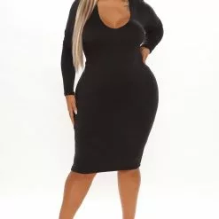 Fashion Nova Amilia Double Lined Midi Dress - Black -Fashion Nova Dresses Shop 09 17 21Studio3 CE KG 13 51 08 35 JD44588L Black 0527 PLUS PB