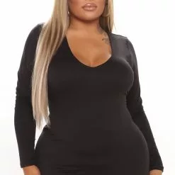 Fashion Nova Amilia Double Lined Midi Dress - Black -Fashion Nova Dresses Shop 09 17 21Studio3 CE KG 13 51 11 35 JD44588L Black 0530 PLUS PB