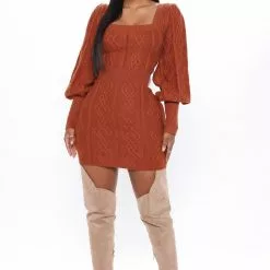 Fashion Nova Hello Cutie Sweater Mini Dress - Camel -Fashion Nova Dresses Shop 09 18 20Studio1 JP DJ 14 16 29 15 90525SK Camel 0045 EH