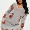 Fashion Nova Sarabeth Teddy Sweater Mini Dress - Heather Grey -Fashion Nova Dresses Shop 09 19 22Studio2 CE IM 12 27 31 36 JD10963BEAR HeatherGrey 2641 SG