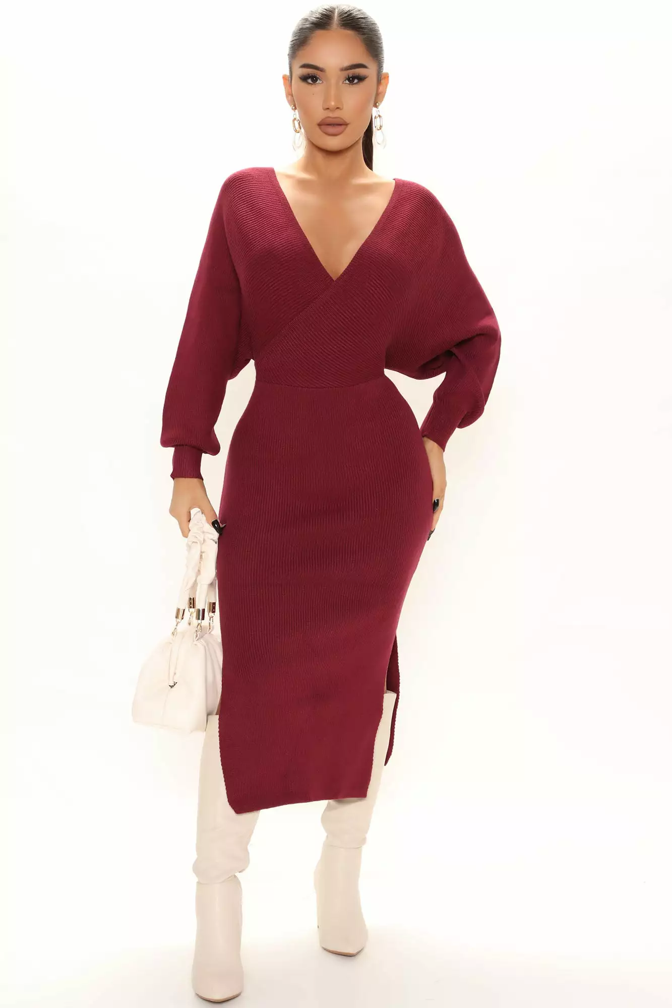 Fashion Nova Mona Sweater Midi Dress - Magenta 3 Fashion Nova Mona Sweater Midi Dress - Magenta