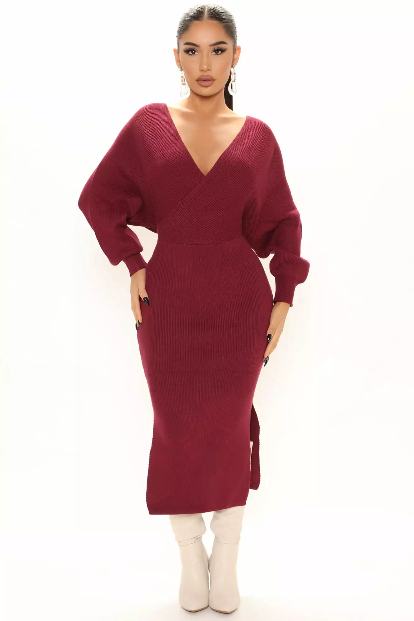Fashion Nova Mona Sweater Midi Dress - Magenta 5 Fashion Nova Mona Sweater Midi Dress - Magenta - Image 3