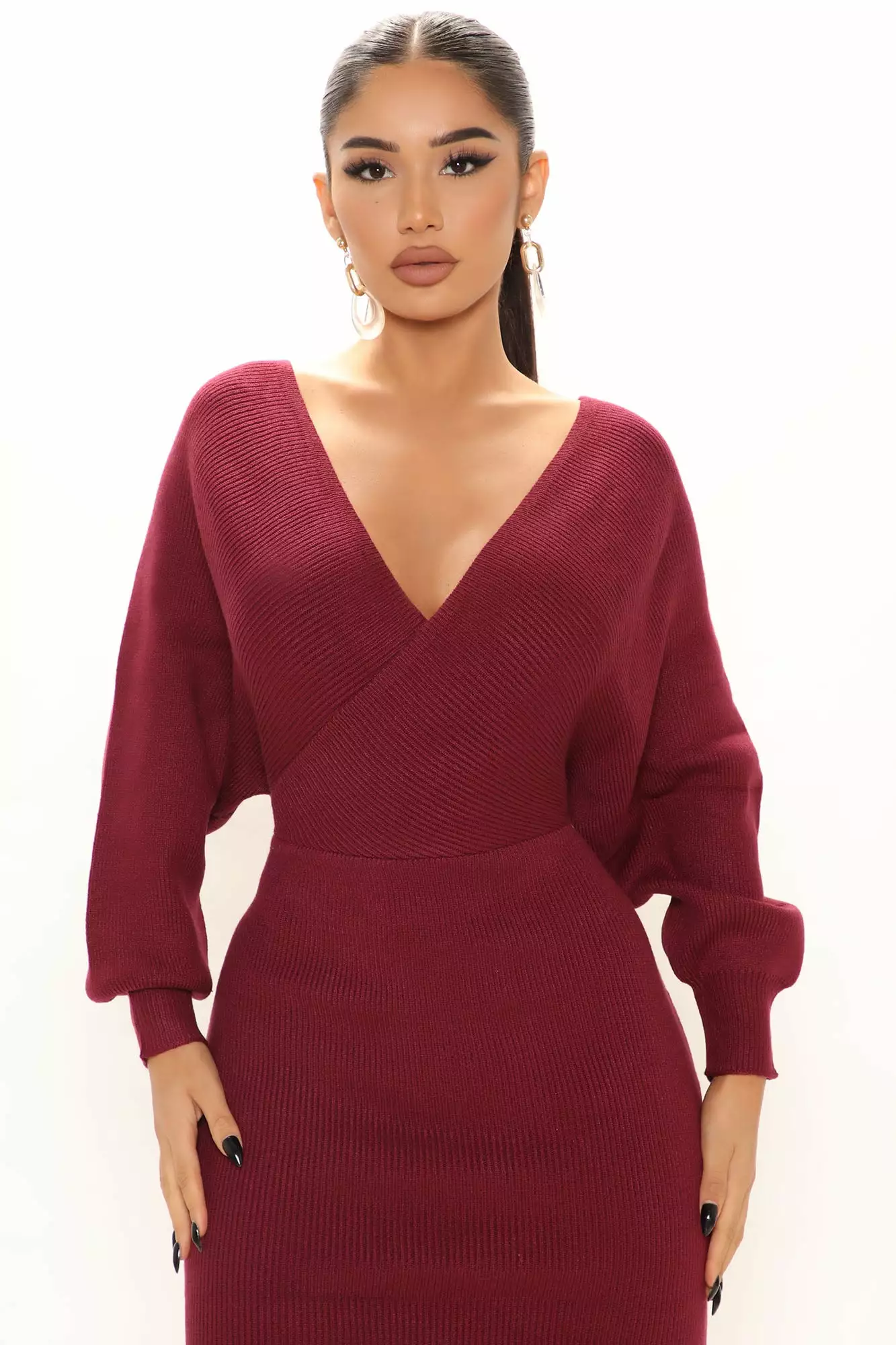Fashion Nova Mona Sweater Midi Dress - Magenta 4 Fashion Nova Mona Sweater Midi Dress - Magenta - Image 2