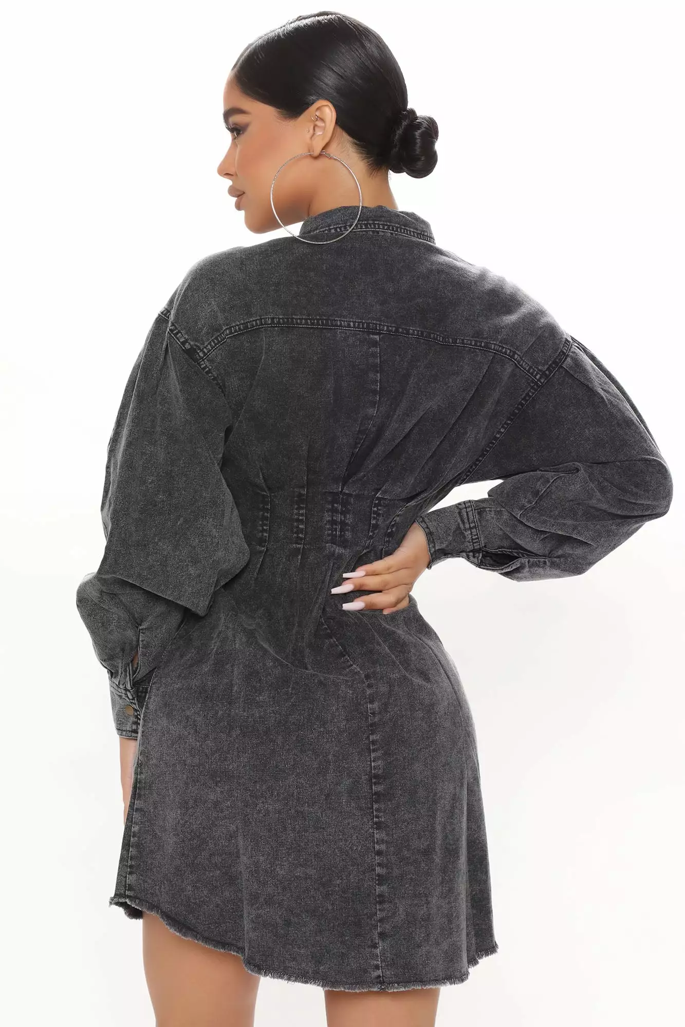 Fashion Nova Overcast Denim Mini Dress - Black 7 Fashion Nova Overcast Denim Mini Dress - Black - Image 5