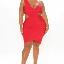 Fashion Nova Fancying You Bandage Mini Dress - Red -Fashion Nova Dresses Shop 09 21 21Studio3 CE KG 08 10 22 3 BD127 Red 1609 PLUS KS