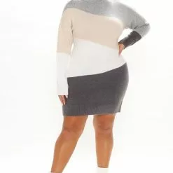 Fashion Nova Blocked Ur Number Sweater Mini Dress - Grey/combo -Fashion Nova Dresses Shop 09 21 21Studio3 CE KG 09 39 36 25 RDAD2671FN Greycombo 1866 PLUS KL