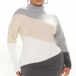 Fashion Nova Blocked Ur Number Sweater Mini Dress - Grey/combo -Fashion Nova Dresses Shop 09 21 21Studio3 CE KG 09 39 40 25 RDAD2671FN Greycombo 1870 PLUS KL
