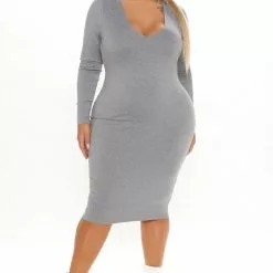 Fashion Nova Amilia Double Lined Midi Dress - Heather Grey -Fashion Nova Dresses Shop 09 21 21Studio3 CE KG 13 39 15 58 JD44588L HeatherGrey 2324 PLUS KS
