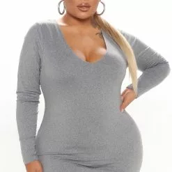 Fashion Nova Amilia Double Lined Midi Dress - Heather Grey -Fashion Nova Dresses Shop 09 21 21Studio3 CE KG 13 39 19 58 JD44588L HeatherGrey 2328 PLUS KS