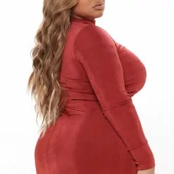 Fashion Nova Lina Slinky Maxi Dress - Rust -Fashion Nova Dresses Shop 09 21 21Studio4 RT TB 10 02 21 3 FS22A066 Rust 3869 PLUS DC