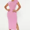 Fashion Nova Bobby Rib Midi Dress - Magenta