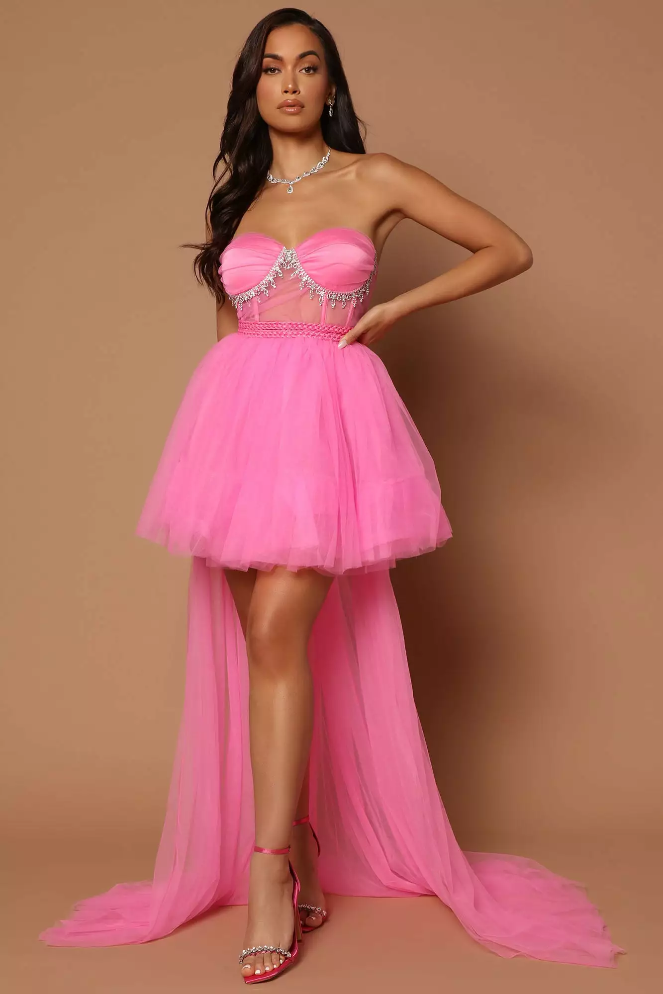 Fashion Nova Kate Embellished High Low Tulle Dress - Pink 3 Fashion Nova Kate Embellished High Low Tulle Dress - Pink