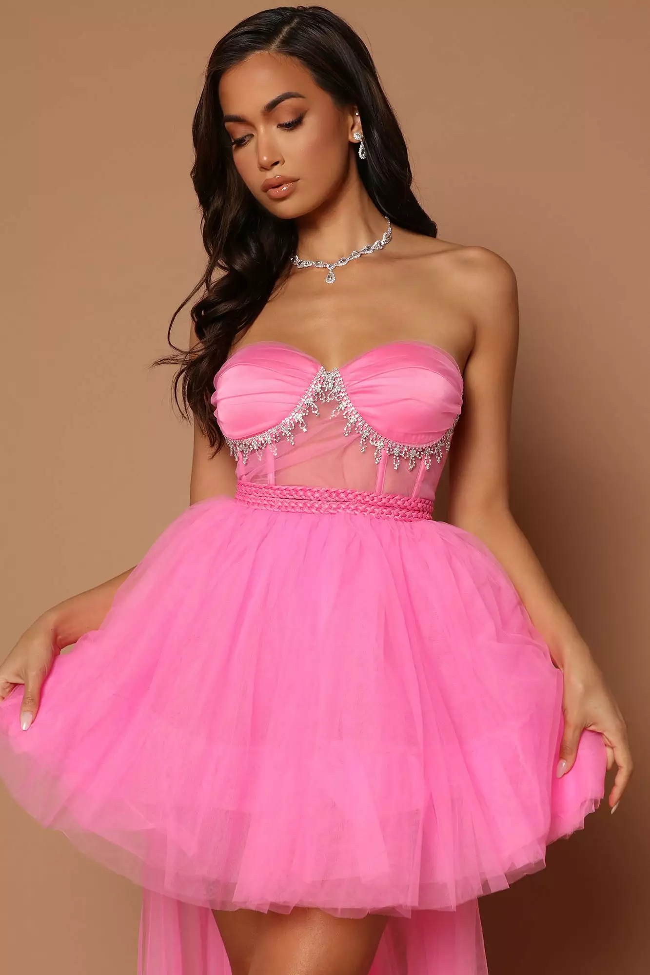 Fashion Nova Kate Embellished High Low Tulle Dress - Pink 4 Fashion Nova Kate Embellished High Low Tulle Dress - Pink - Image 2