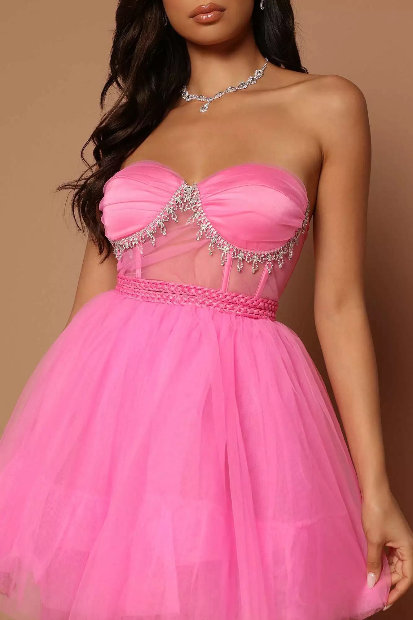 Fashion Nova Kate Embellished High Low Tulle Dress - Pink 5 Fashion Nova Kate Embellished High Low Tulle Dress - Pink - Image 3