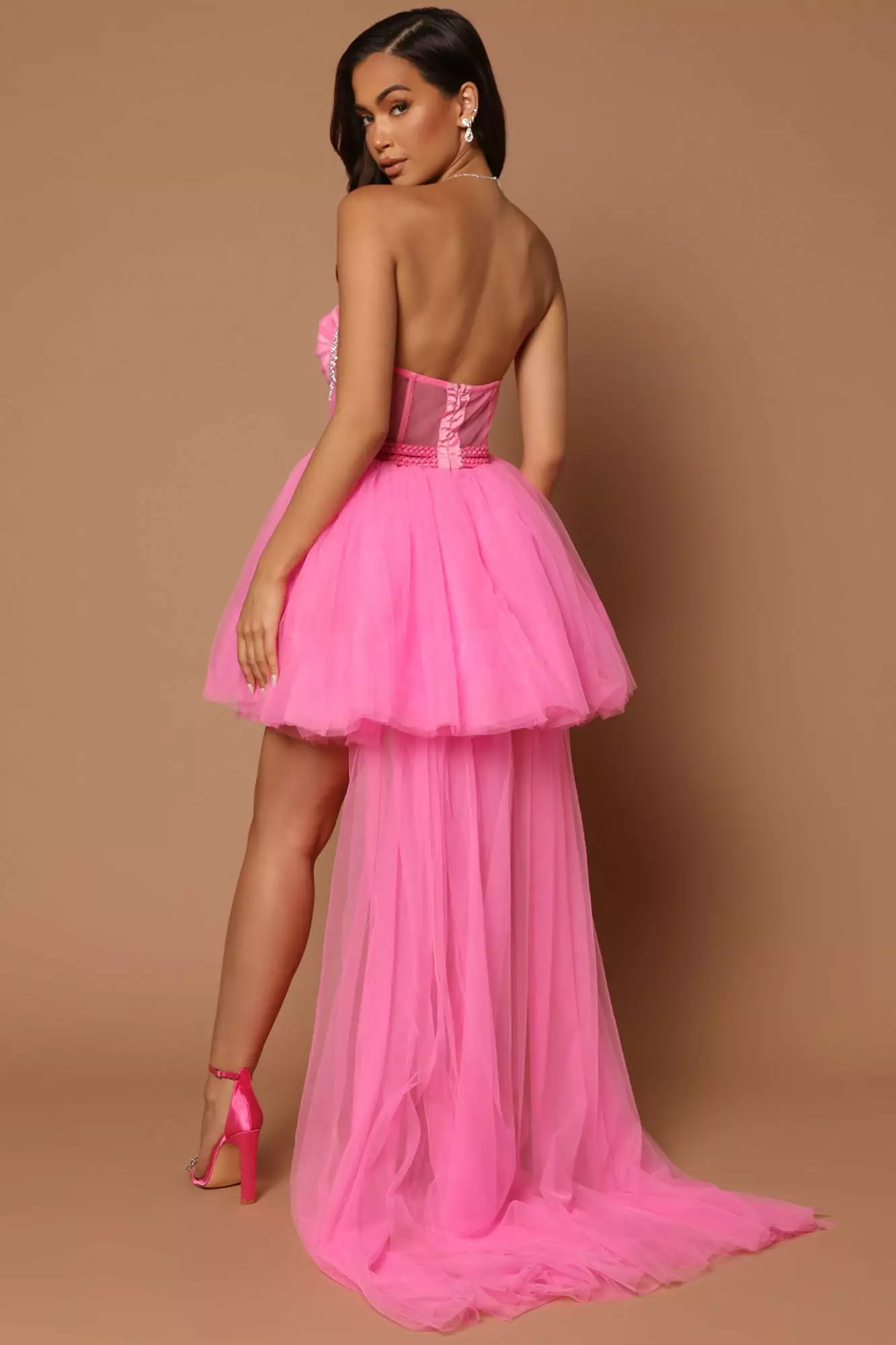 Fashion Nova Kate Embellished High Low Tulle Dress - Pink 6 Fashion Nova Kate Embellished High Low Tulle Dress - Pink - Image 4