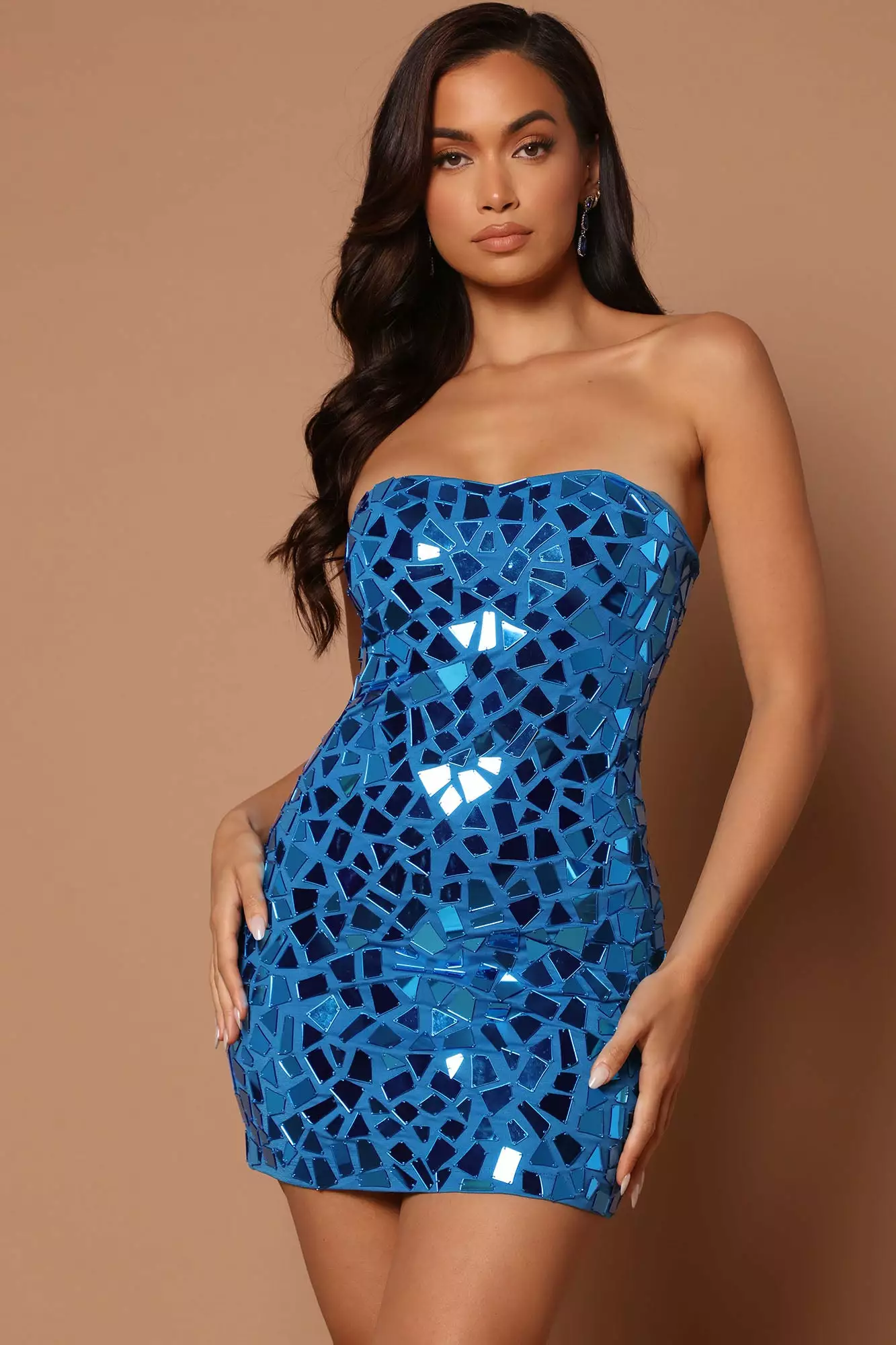 Fashion Nova Melana Mirror Mini Dress - Turquoise 4 Fashion Nova Melana Mirror Mini Dress - Turquoise - Image 2