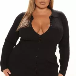 Fashion Nova Anaisa Sweater Mini Dress - Black -Fashion Nova Dresses Shop 09 22 21Studio1 DM ON 13 57 59 55 DGI3941 Black 0651 PLUS DC