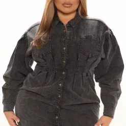 Fashion Nova Overcast Denim Mini Dress - Black 16 Fashion Nova Overcast Denim Mini Dress - Black -Fashion Nova Dresses Shop 09 22 21Studio1 DM ON 14 11 58 57 HF21G113 Black 0677 PLUS WG