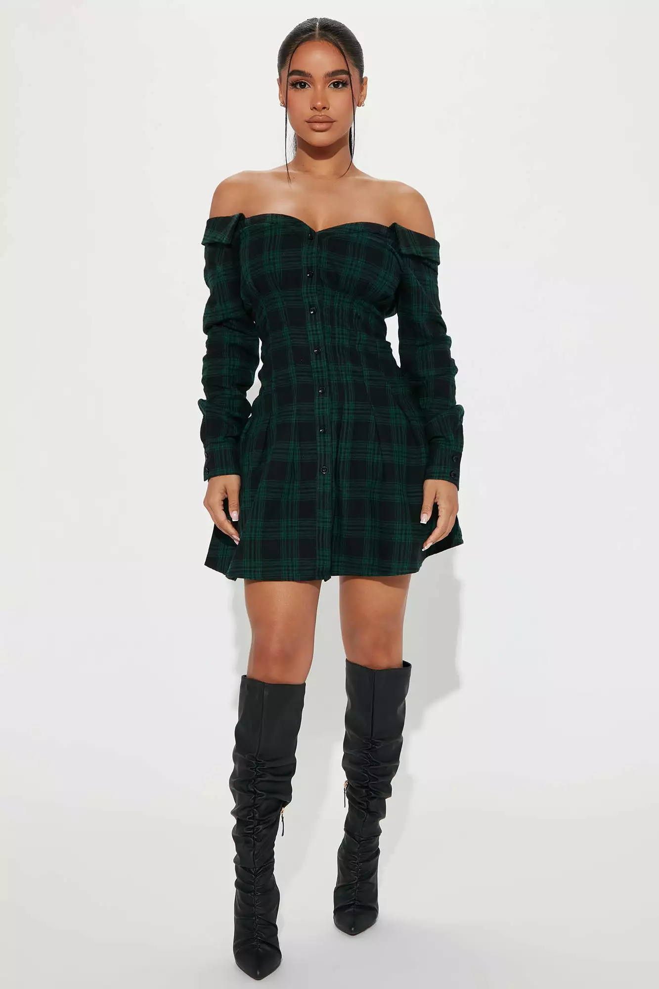 Fashion Nova Lake Tahoe Flannel Shirt Dress - Green/combo 4 Fashion Nova Lake Tahoe Flannel Shirt Dress - Green/combo - Image 2