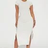 Fashion Nova Bobby Rib Midi Dress - White