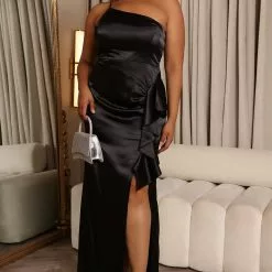 Fashion Nova Carina Satin Maxi Dress - Black -Fashion Nova Dresses Shop 09 22 22Studio5 RM CM 10 41 45 5 MM2395 Black 7701 PLUS JB