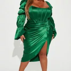 Fashion Nova Khloe Satin Midi Dress - Hunter -Fashion Nova Dresses Shop 09 23 22Studio1 KJ DJ 11 16 47 7 BD3096 Hunter 2468 PLUS PB