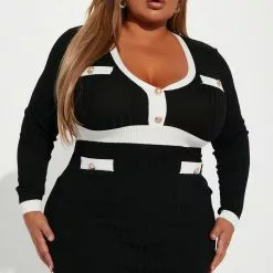 Fashion Nova Fall In Love Sweater Mini Dress - Black/combo -Fashion Nova Dresses Shop 09 23 22Studio1 KJ DJ 14 21 50 29 RDAE4841FN Blackcombo 2749 PLUS WG