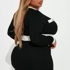 Fashion Nova Fall In Love Sweater Mini Dress - Black/combo -Fashion Nova Dresses Shop 09 23 22Studio1 KJ DJ 14 22 02 29 RDAE4841FN Blackcombo 2753 PLUS WG