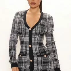 Fashion Nova Power Hour Plaid Mini Dress - Grey/combo -Fashion Nova Dresses Shop 09 24 21Studio2 SN MJ 13 31 12 67 YLD4002FN Greycombo 2002 KS