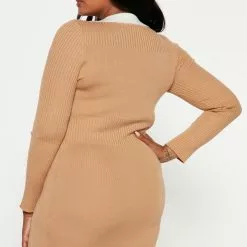 Fashion Nova I'm Her Ribbed Midi Dress - Taupe/combo -Fashion Nova Dresses Shop 09 26 22Studio4 MS KP 10 51 12 1 J3H0389S Taupecombo 1040 PLUS KS