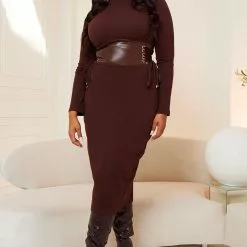 Fashion Nova Like Good Times Midi Dress - Chocolate -Fashion Nova Dresses Shop 09 27 22FallLayers CE 10 12 21 LOOK 3 28298 PB MH PLUS