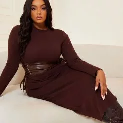 Fashion Nova Like Good Times Midi Dress - Chocolate -Fashion Nova Dresses Shop 09 27 22FallLayers CE 10 12 21 LOOK 3 28326 PB MH PLUS