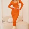 Fashion Nova Kallan Knit Dress - Orange -Fashion Nova Dresses Shop 09 27 22FallLayers CE 10 12 21 LOOK 8 30011 WG MH