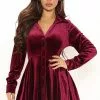 Fashion Nova Phoebe Velvet Shirt Dress - Wine -Fashion Nova Dresses Shop 09 28 21Studio2 SN KP 14 00 10 69 D678VFN Wine 2760 PB