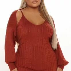 Fashion Nova Warm Wishes Dress Set - Rust -Fashion Nova Dresses Shop 09 29 21Studio3 ME RL 08 48 28 11 RDAD2491FN Rust 1797 PLUS KS