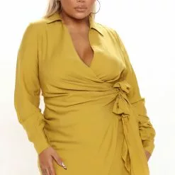 Fashion Nova It's Happy Hour Mini Dress - Mustard -Fashion Nova Dresses Shop 09 29 21Studio3 ME RL 10 22 40 27 FL21A401 Mustard 0005 PLUS EH