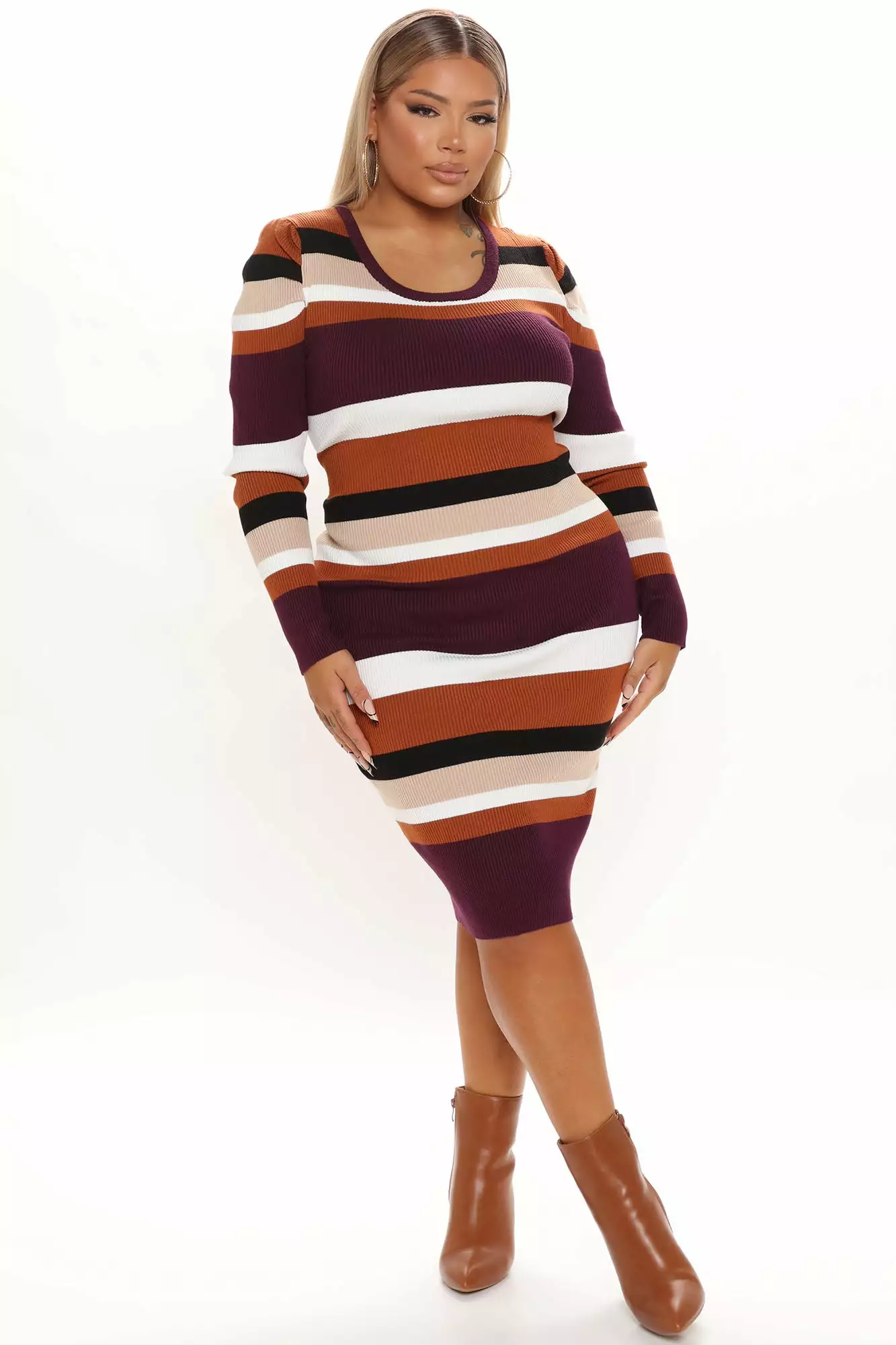 Fashion Nova Janie Sweater Midi Dress - Purple/combo 8 Fashion Nova Janie Sweater Midi Dress - Purple/combo - Image 6