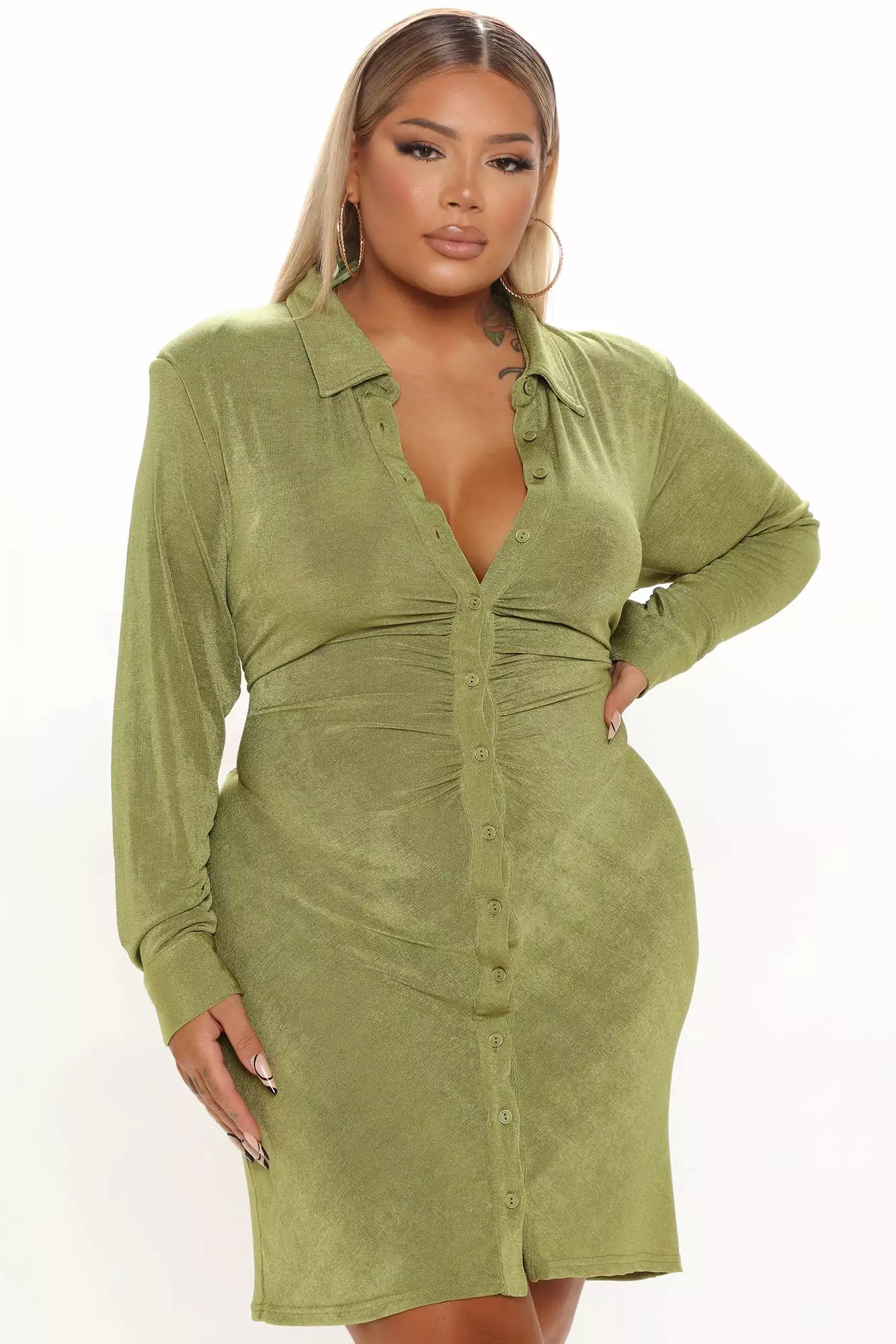 Fashion Nova Tall Nights To Remember Shirt Dress - Green 8 Fashion Nova Tall Nights To Remember Shirt Dress - Green - Image 6
