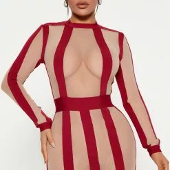 Fashion Nova A Lil Scandalous Mesh Mini Dress - Red