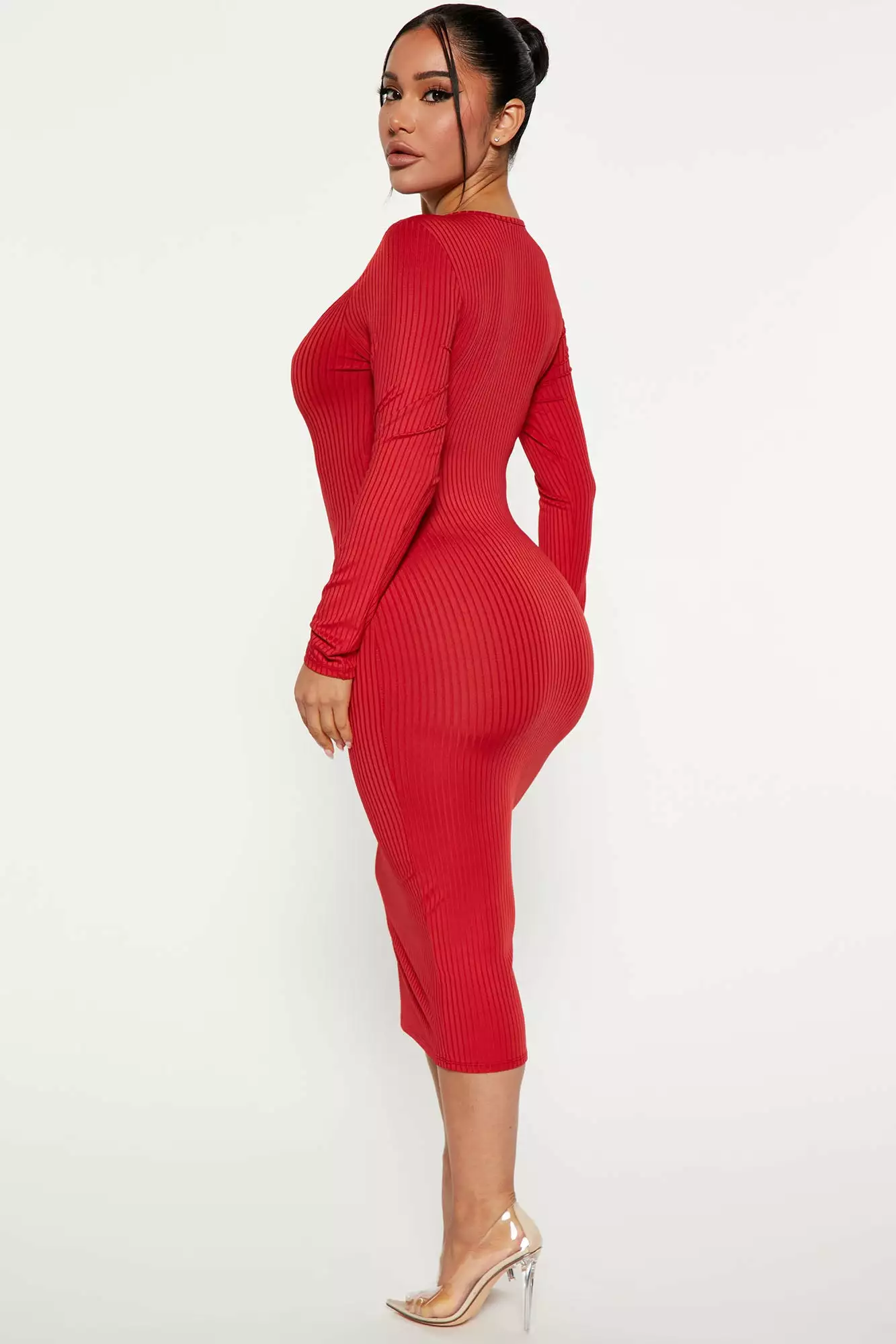 Fashion Nova Julie Ribbed Midi Dress - Red 5 Fashion Nova Julie Ribbed Midi Dress - Red - Image 3