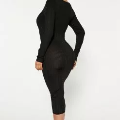 Fashion Nova Julie Ribbed Midi Dress - Black -Fashion Nova Dresses Shop 09 29 22Studio4 CE KP 10 41 01 23 RD47261L Black 2555 PB