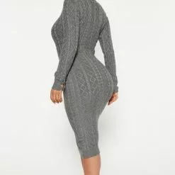 Fashion Nova Kelly Sweater Midi Dress - Charcoal -Fashion Nova Dresses Shop 09 29 22Studio4 CE KP 11 07 47 30 SW2748 Charcoal 2641 EH