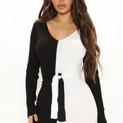 Fashion Nova Autumn Falls Sweater Mini Dress - Black/combo -Fashion Nova Dresses Shop 09 30 21Studio2 SN RL 11 17 35 24 RDAD5390FN Blackcombo 3713 EH