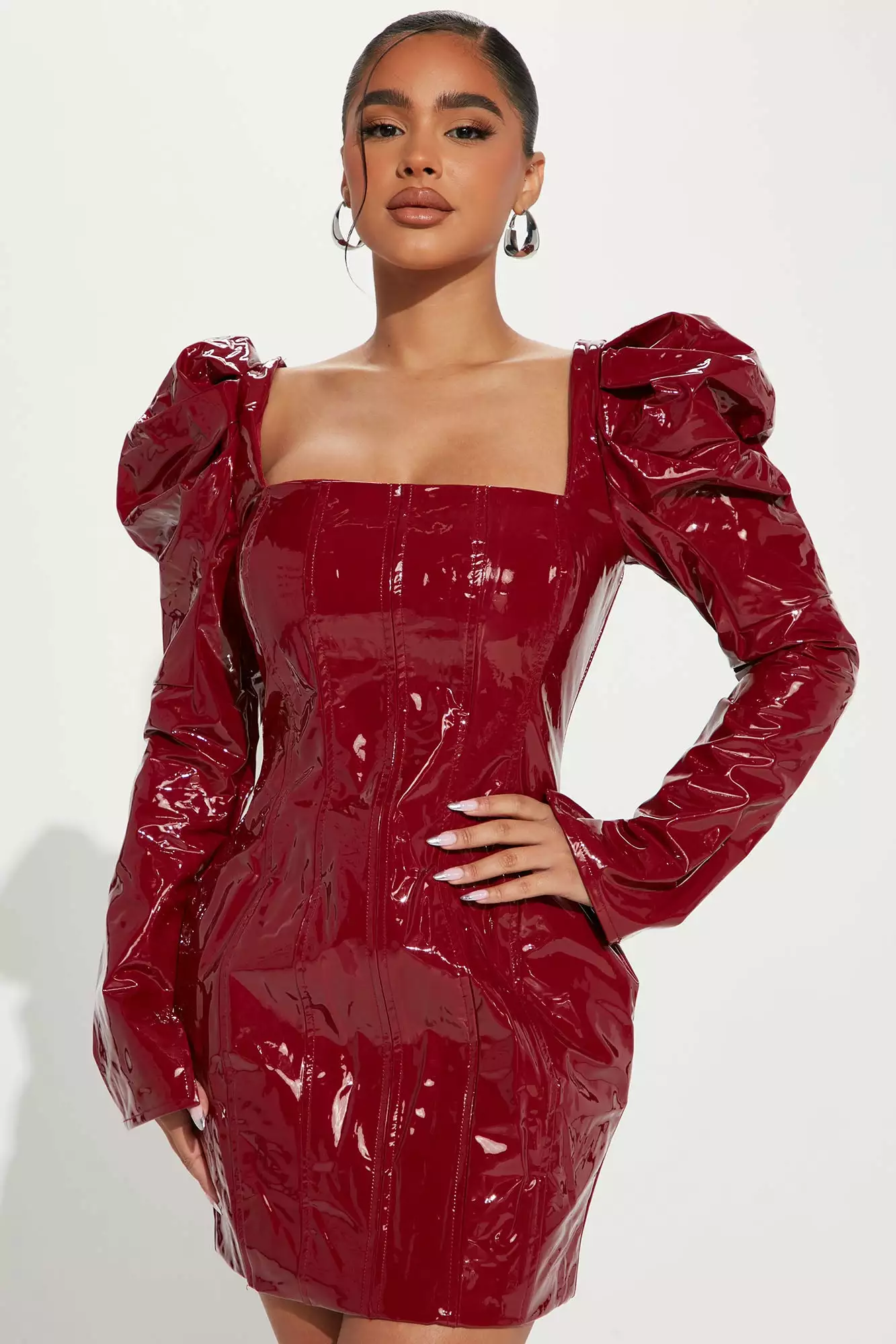 Fashion Nova Work It Latex Mini Dress - Wine 3 Fashion Nova Work It Latex Mini Dress - Wine