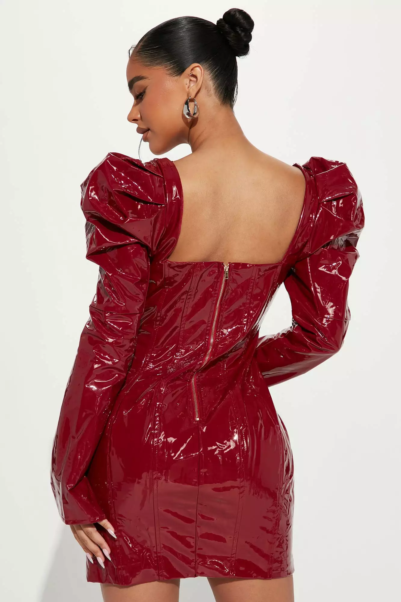 Fashion Nova Work It Latex Mini Dress - Wine 5 Fashion Nova Work It Latex Mini Dress - Wine - Image 3