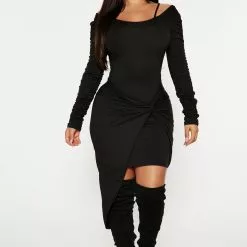 Fashion Nova Dez Midi Dress - Black