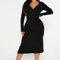 Fashion Nova Jaime Midi Dress - Black