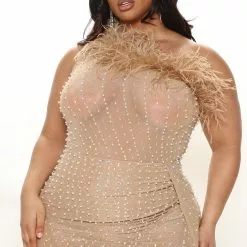 Fashion Nova Share Your Location Feather Midi Dress - Nude -Fashion Nova Dresses Shop 1 03 22Studio2 RT MJ 10 25 24 4 BDS31403P1 Nude 7824 PLUS EH